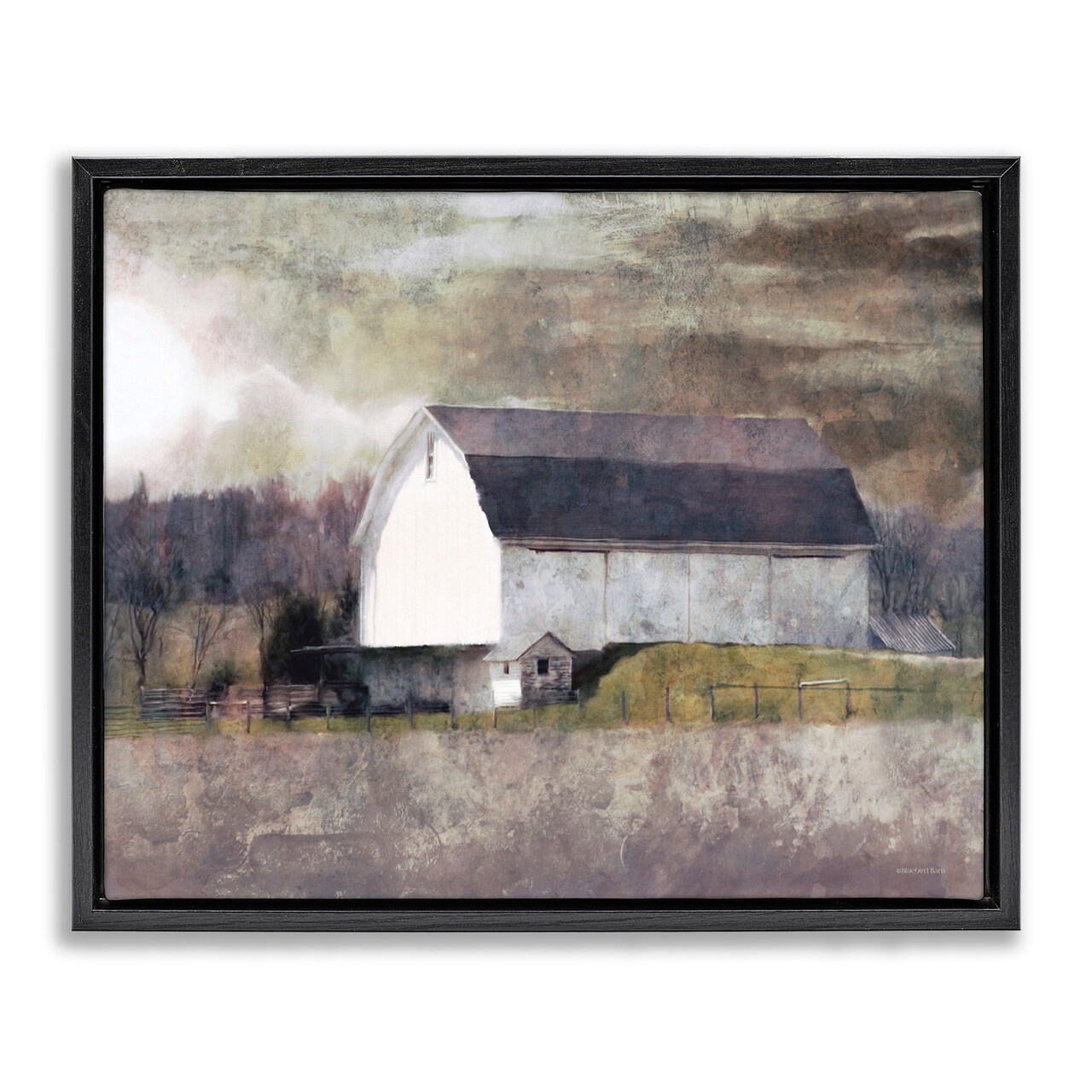 Stupell Industries Stormy Sky Country Farm Barn Framed Floater Canvas Wall Art